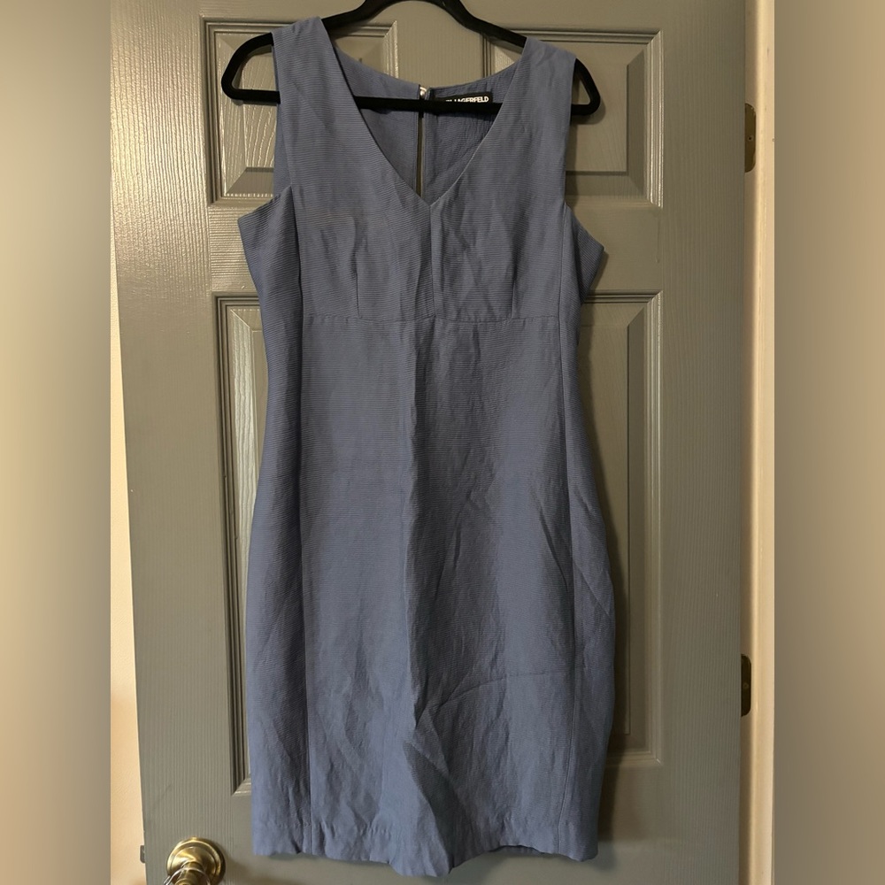 Karl Lagerfeld Paris sleeveless blue sheath knee length dress size‎ 8